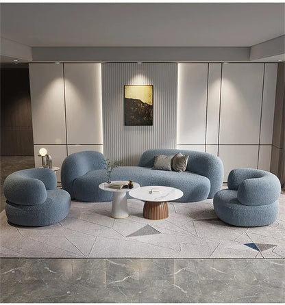 Nordic Simple Fabric Curved Living Room Sofas for Home Furniture Modern Luxury Lambswool Sofa Clothing Store Creative Sofa w
