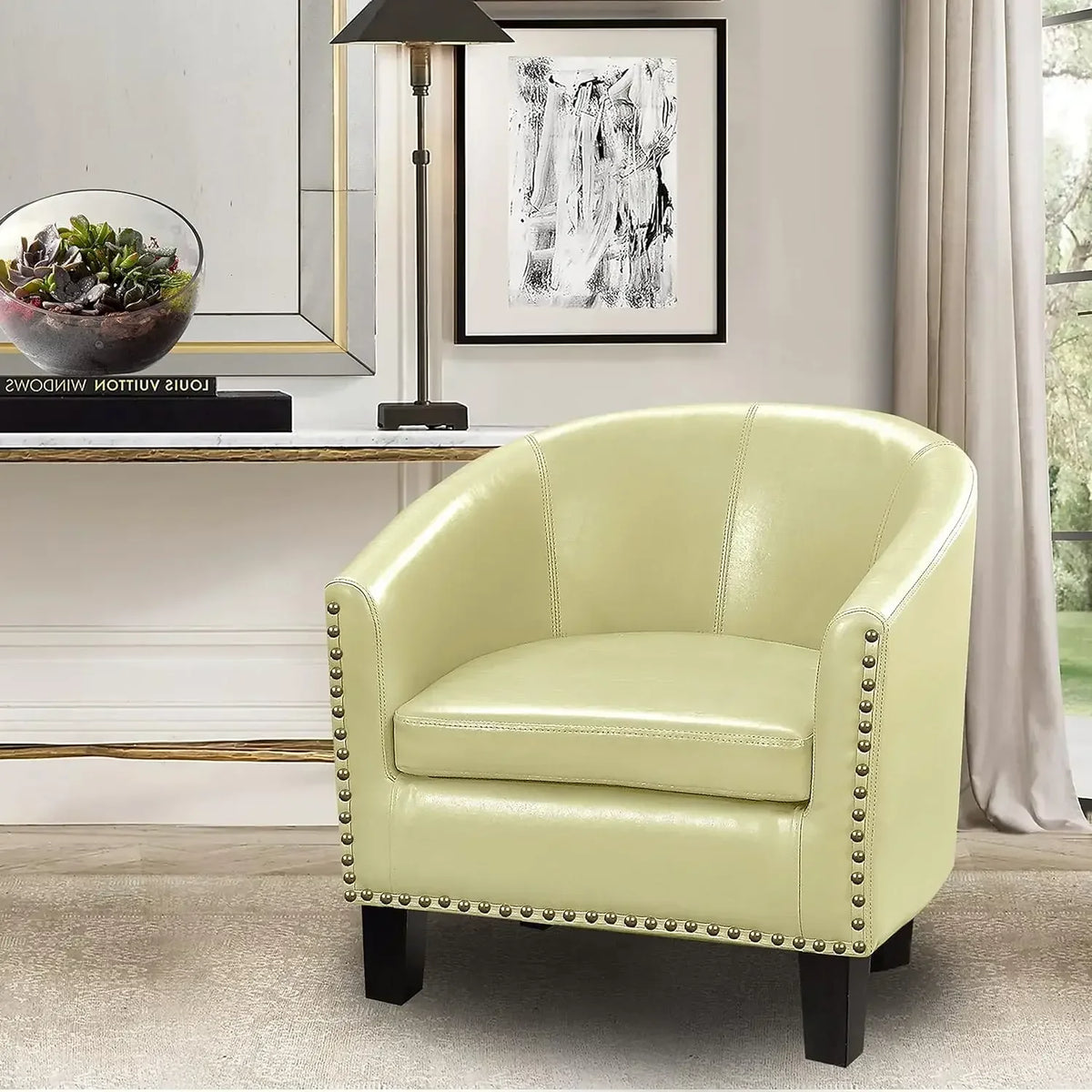 #For Living Room Chairs with Club Style Barrel for Gaming Armchairs for Bedroom, Standard, Espresso Leather