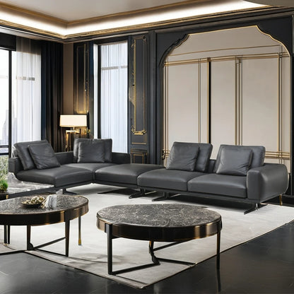 Modern L-Shape Modular Genuine Leather Sofa Comfort Sectional Couch Living Room Furniture Sofa Set Living Room