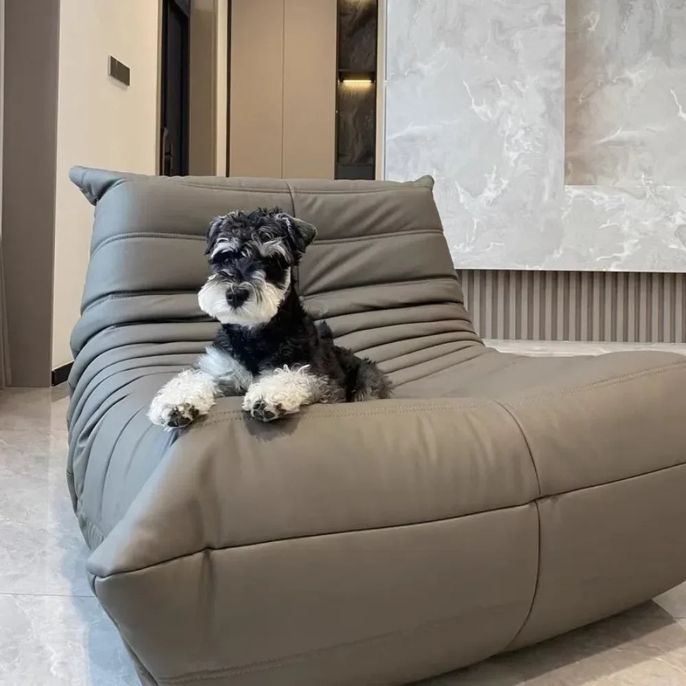 Black caterpillar sofa lazy single leisure chair togo original small apartment balcony living room lying down leather