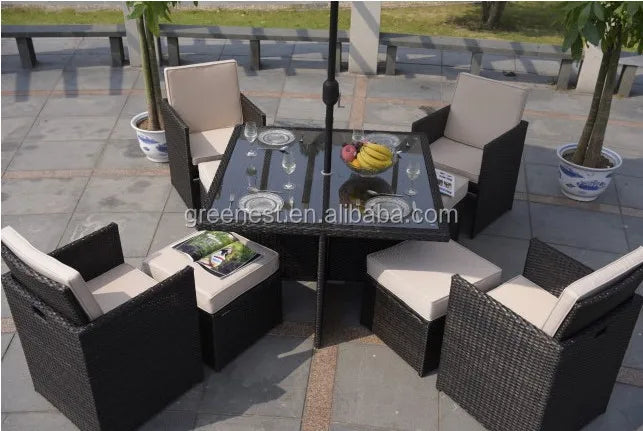 2022 Cheap Outdoor Rattan Dining Room Set Garden Space Saving Furniture