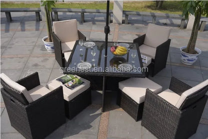 2022 Cheap Outdoor Rattan Dining Room Set Garden Space Saving Furniture