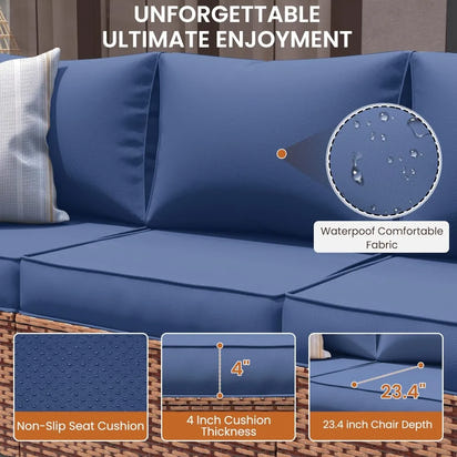 PatioLix Furniture Set, 6 Pieces Outdoor Sectional Sofa Set with Storage Table