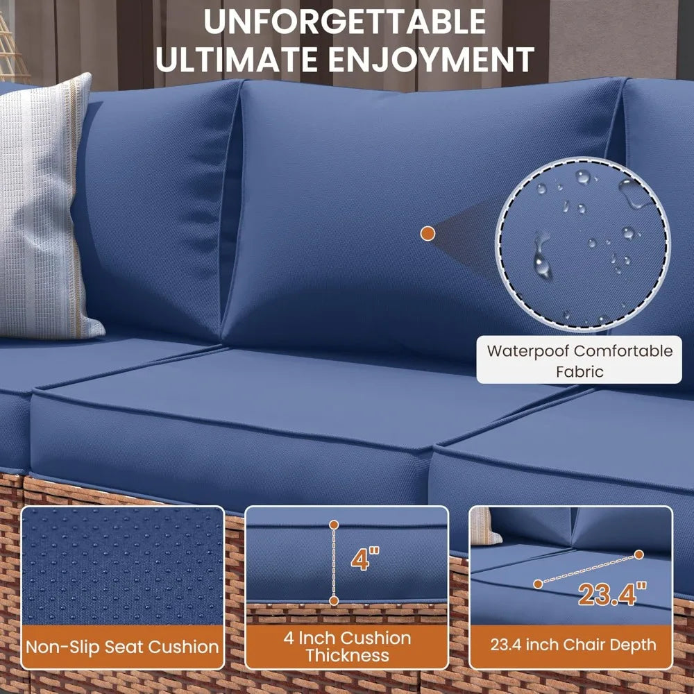 PatioLix Furniture Set, 6 Pieces Outdoor Sectional Sofa Set with Storage Table