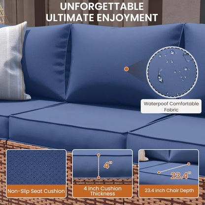 PatioLix Furniture Set, 6 Pieces Outdoor Sectional Sofa Set with Storage Table