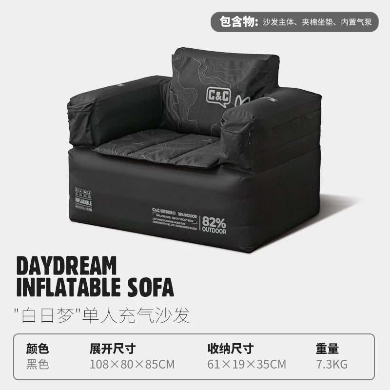 Double and Single Inflatable Sofa with Built-in Air Pump, Comfortable and Portable for Camping and Leisure Home Use