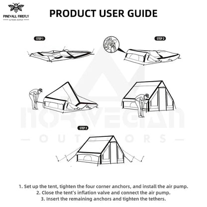 Outdoor inflatable camping tent with a panoramic skylight, suitable for activities such as camping, hiking, and fishing.