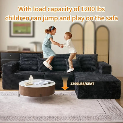 108'' Modular Cloud Sectional Sofa L-Shaped Deep Seat Couch with Right Chaise Living Room Boneless Couches for Comfortable