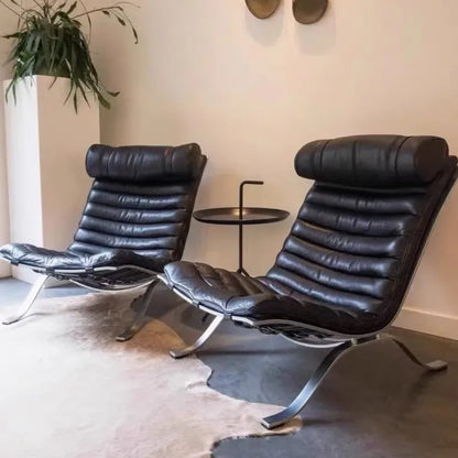 Leisure chair living room high-end retro recliner medium antique stainless steel sofa chair comfortable