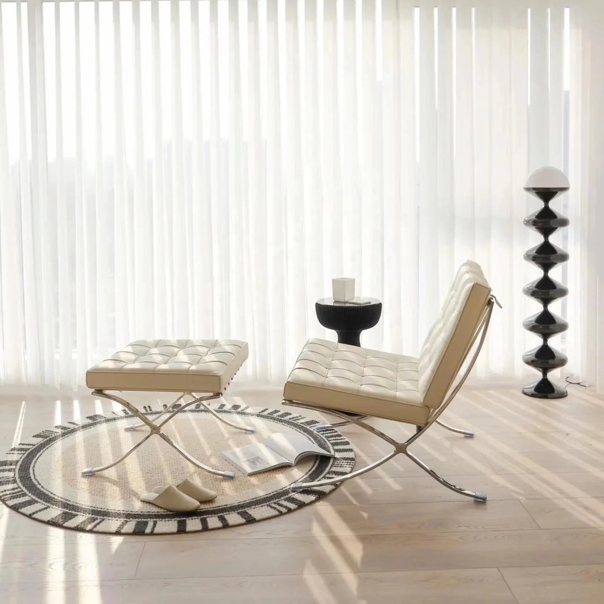 Barcelona Single Sofa Designer Lazy Sofa High-end Italian Living Room Sofa Chair Nordic Light Luxury Leisure Chair