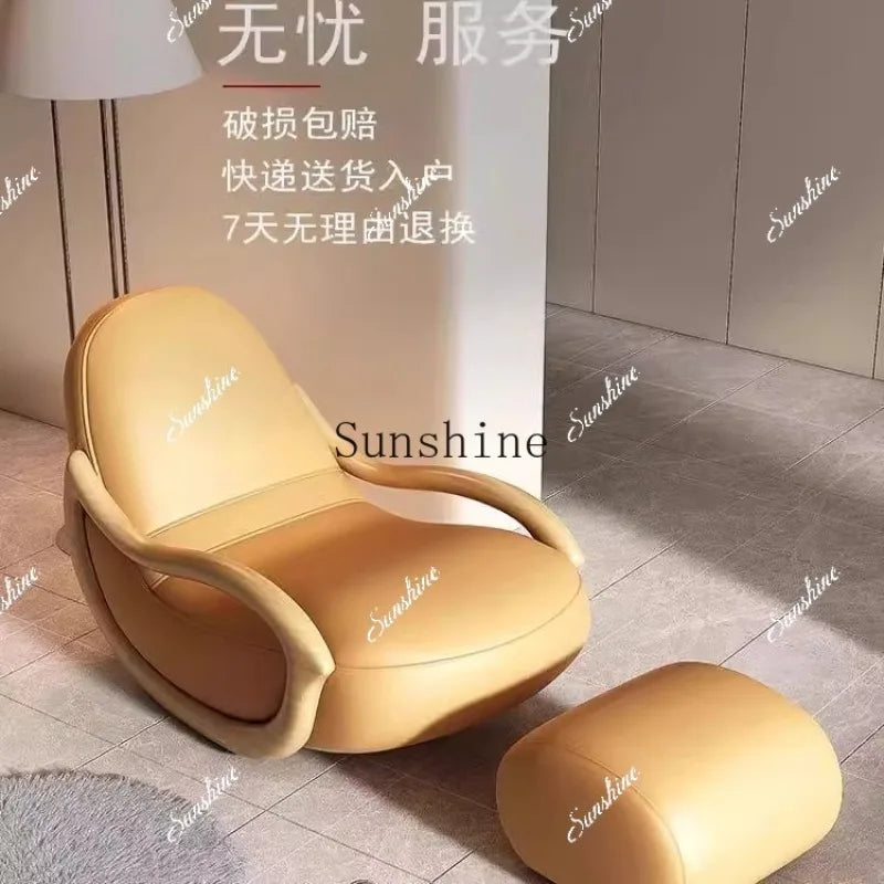 Cream wind solid wood rocking chair technical cloth household balcony Chinese lazy sofa  FT