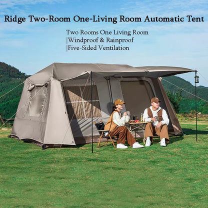 Cabin Tent 2 Room Large Family Camping Tent Automatic Quick Setup Waterproof UV Protection Outdoor 4 Season Ridge Tent