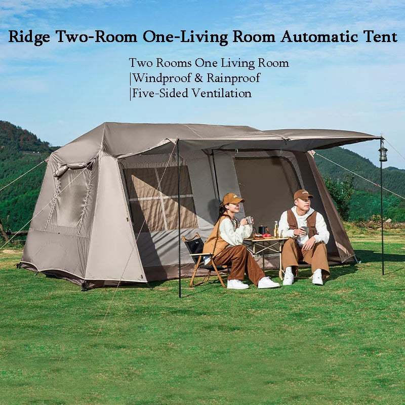 Cabin Tent 2 Room Large Family Camping Tent Automatic Quick Setup Waterproof UV Protection Outdoor 4 Season Ridge Tent