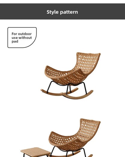 Modern Rocking Lounge Chair for Balcony Woven Rattan Lobster Chair Indoor Swing Seat Comfortable Single Sofa for Living Room