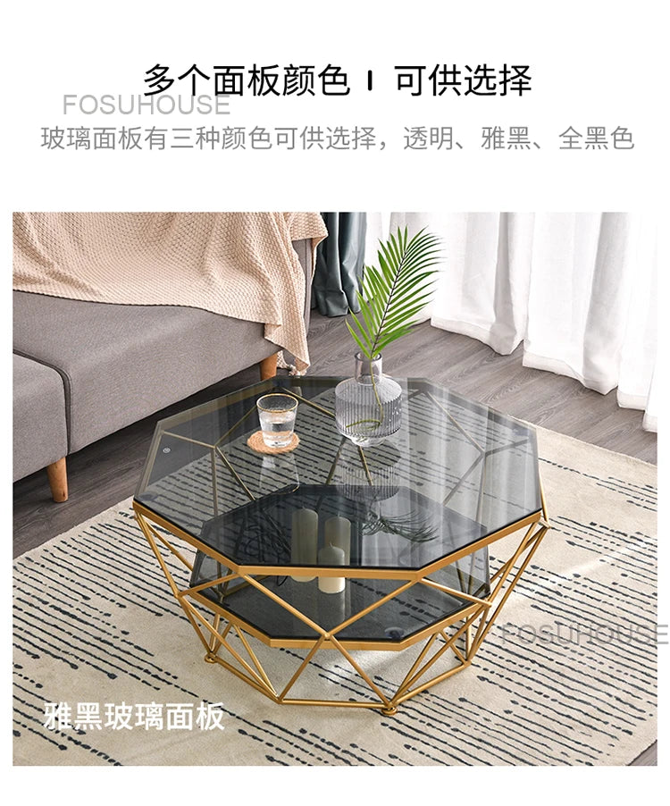 Nordic Glass Living Room Coffee Tables Light Luxury Modern Toughened Glass Bedroom Corner Table Iron Coffee Table Home Furniture