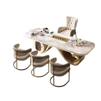 Light luxury rock slab table and chair combination modern minimalist design, creative high-end villa office tea table
