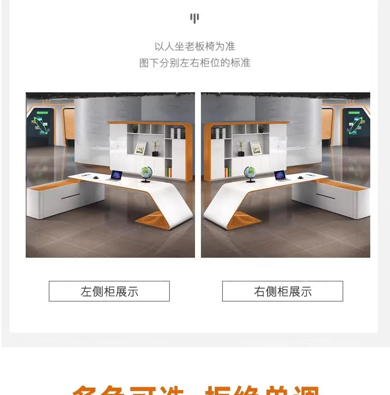 L Shaped Wooden Designer Office Desks Modern Luxury Drawers Large Computer Desks Asthetic Study Escritorio Office Furniture
