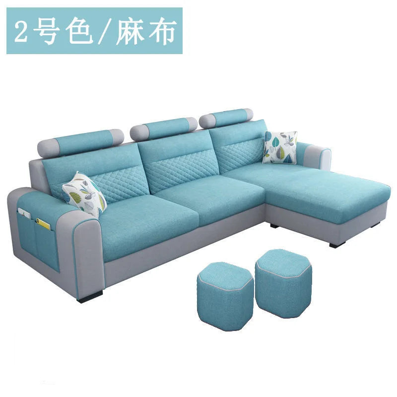 Modern Three-Seat Fabric Sofa Set Convertible Removable for Easy Care for Small Apartment or Modern Living Room for Villas