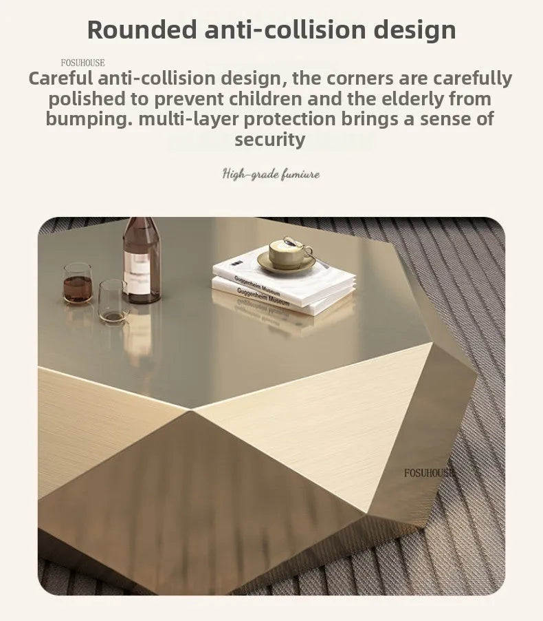 Minimalist Italian Coffee Tables for Living Room Irregularly Shaped Gold Metal Side Tables Luxury High-end Table for Office