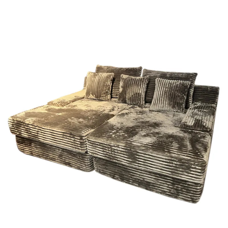 Custom Velvet-Feel Fabric Sectional Sofa Set Compressed sponge Reclining Corner Feature For Living Room Dining Hall