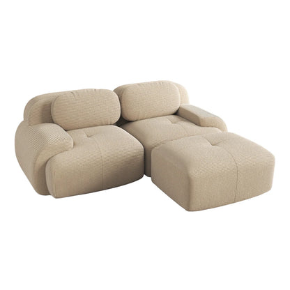 82'' Corner Sofa in Soft Cord Fabric, Modular Combined with Curved Armrests, Without Mounting, Highly Elastic Foam Upholstery