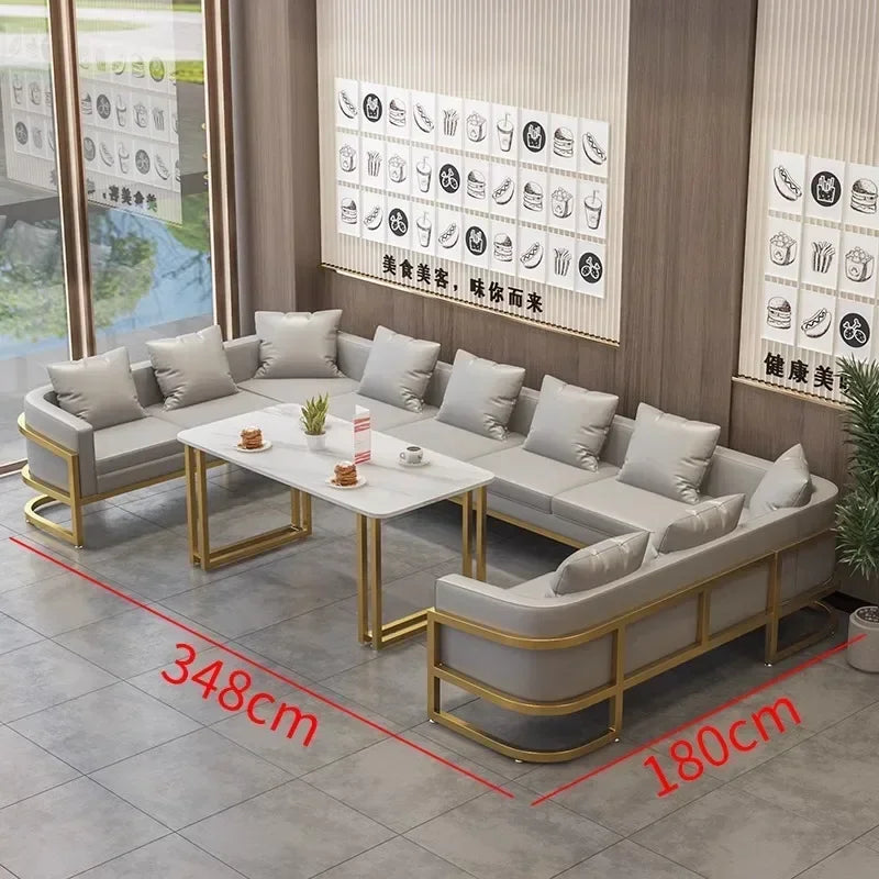 Linlamim Fabric Sofa Set Furniture Living Room Sofa Set with Desk and Stools / Big U Shape Cloth Couch Sofas for Home Furniture