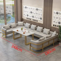 Linlamim Fabric Sofa Set Furniture Living Room Sofa Set with Desk and Stools / Big U Shape Cloth Couch Sofas for Home Furniture