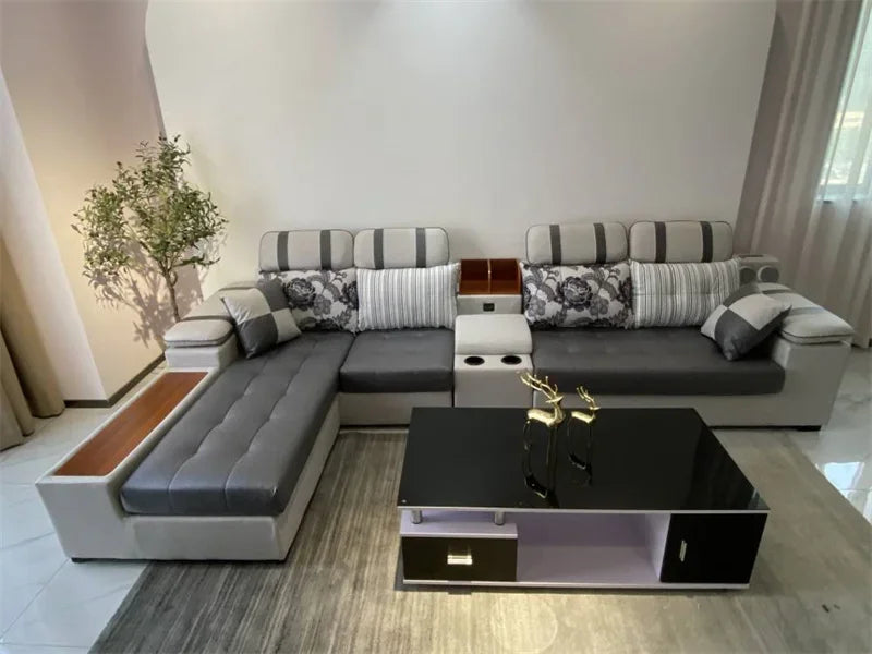 Nordic Luxury Technology Cloth Sofa for Living Room Furniture Modern Living Room Sofa Combination Large Apartment Sofa Set u