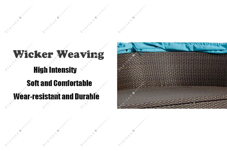 Aluminium Metal Outdoor Sun Lounger Day Bed with Canopy Wickrer Garden Sofa for Courtyard Beach Daybed for Hotel or Park