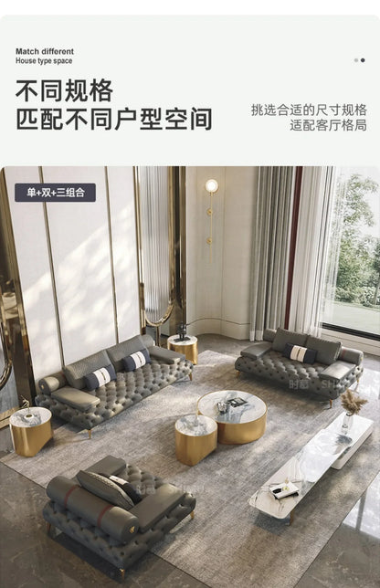 Italian Genuine Leather Sofas Sectional Modern Luxry Designer Loveseat Sofa 3 Piece Set Woonkamerbanken Living Room Furniture