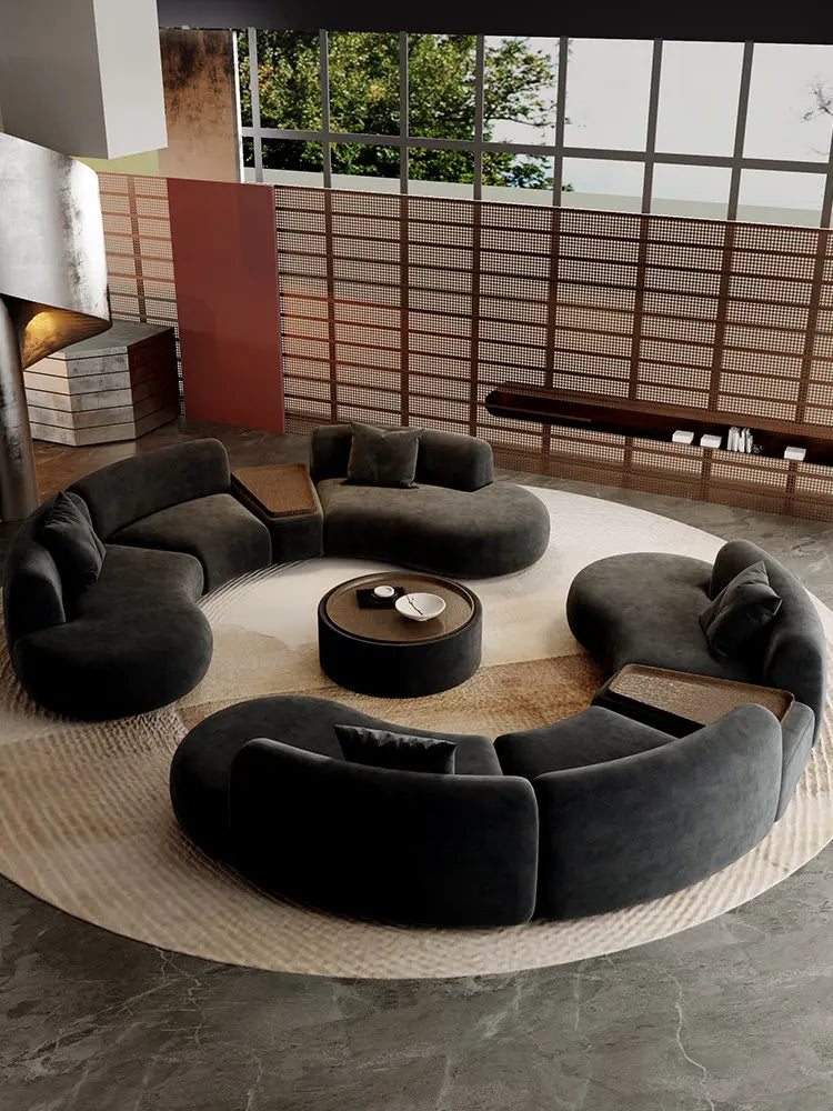 Semicircular curved special-shaped sofa black office beauty salon hotel lobby business rest area reception negotiation