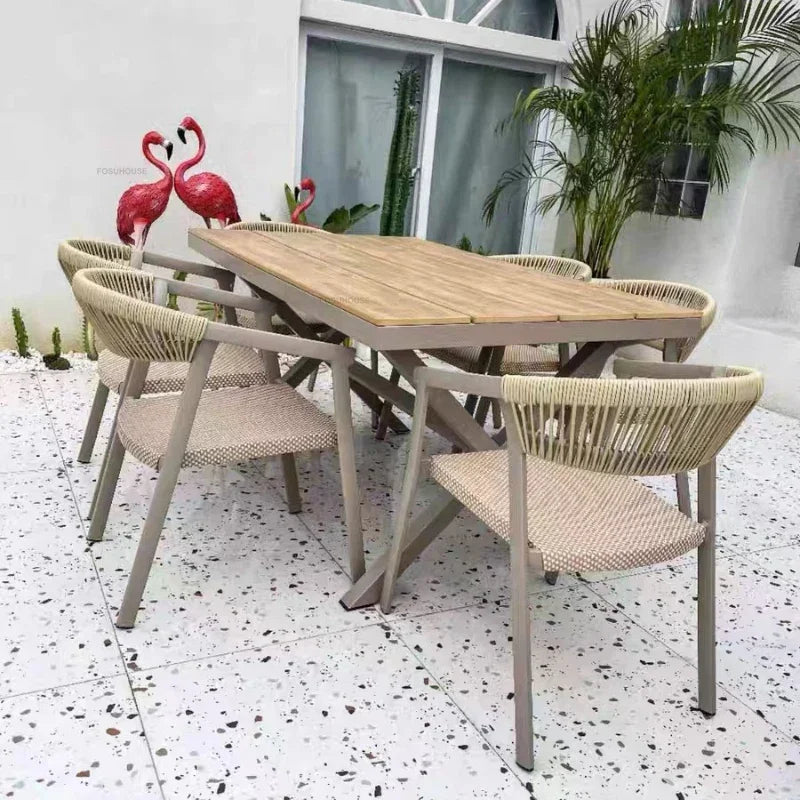 Outdoor Garden Furniture Sets Waterproof Open-air Balcony Aluminum Alloy Chair Outdoor Furniture Sets Courtyard Table and Chair