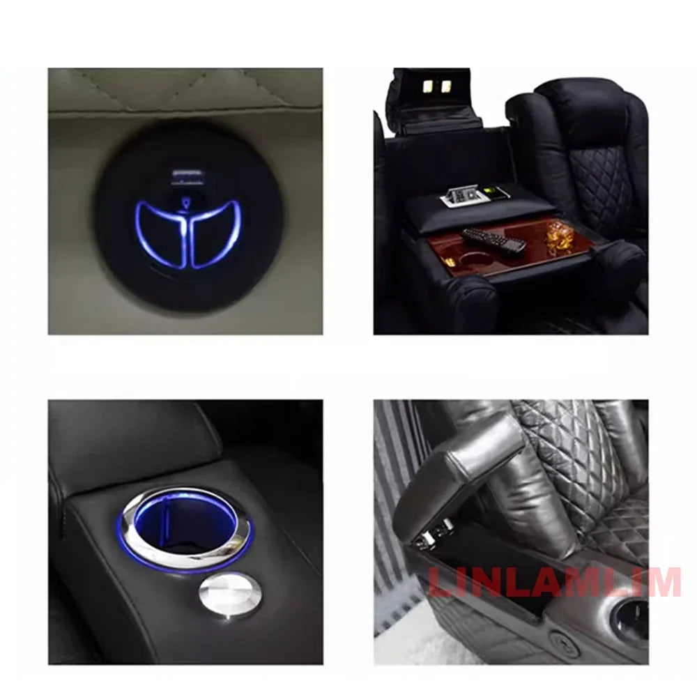 Luxury Dual Motors Power Reclining Sofa with LED Lighting, USB, Hidden Storage, Fold-Down Table & Tray – 3-Seat Recliner Sofa