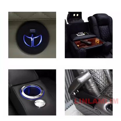 Luxury Dual Motors Power Reclining Sofa with LED Lighting, USB, Hidden Storage, Fold-Down Table & Tray – 3-Seat Recliner Sofa