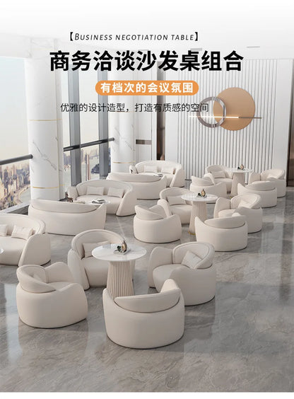 lLight luxury business negotiation sofa table and chair combination hotel lobby reception leather sofa