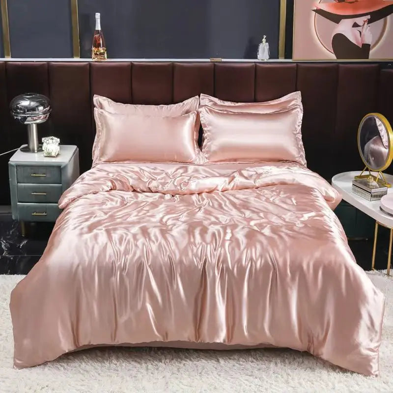 100% Mulberry Silk King Bedding Sets Duvet Cover with Pillowcase Comfortable Bed Sets Linen Sheet Silky Bed Cover Sets