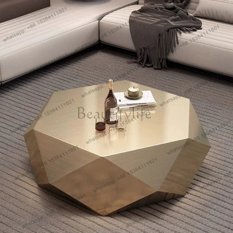 yj9 Golden diamond coffee table advanced sense modern simplicity special-shaped light luxury living room home Italian minimalist