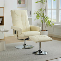 360° Swivel Relaxation Chair with Stool – Reclining Function, 5-Point Massage & Electric Heating, TV Lounge Chair for Comfort
