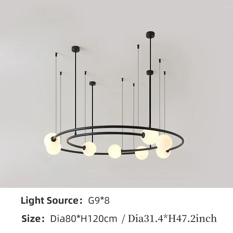 NEW 2025 Nordic Modern Creative Ring Pendant Chandelirer for Living Room Planet Round Hanging Lamp Glass Lampshade Decoration Li