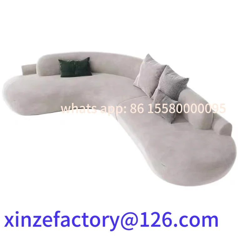 Customizable Italian Minimalist Arc Sofa - Modern Luxury Designer Fabric Sectional for Model Homes