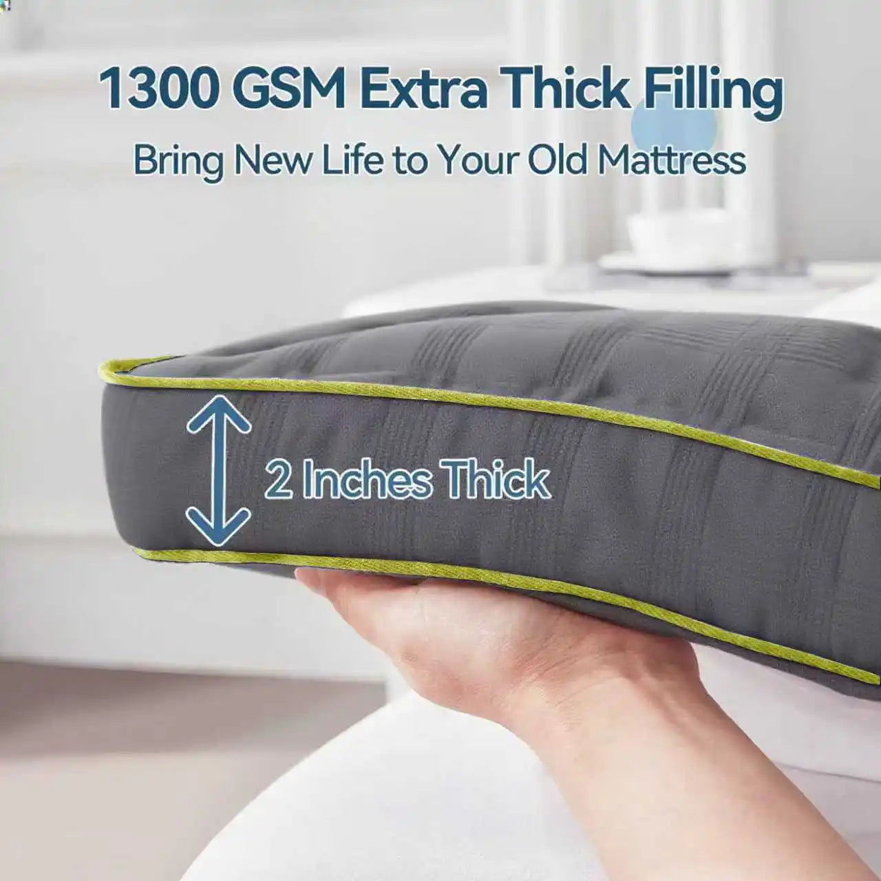 Extra Thick Mattress Topper for Back Pain Relief, Plush Mattress Pad, Soft Pillowtop Bed Toppers Ideal for Comfort and Support