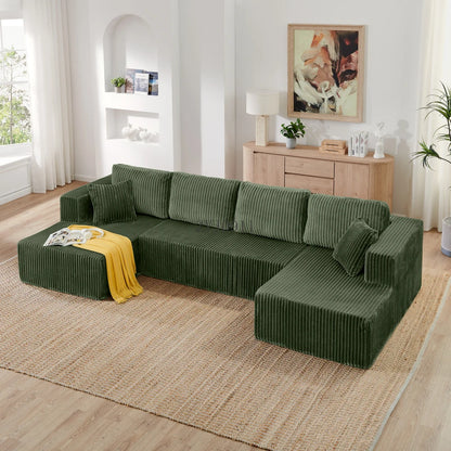 U-shaped modular sectional sofa, compressed sectional sofa, modern minimalist style corduroy sofa, living room sofa