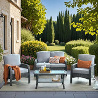 Wicker Patio Furniture - All-Weather PE Wicker Outdoor Conversation Bistro Set Loveseat Chairs with Table,Outdoor Rattan Sofa