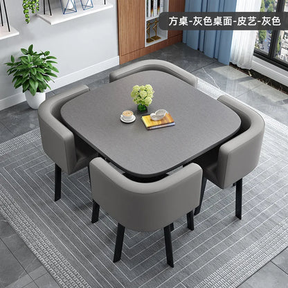 Simple Square Negotiation Table Set, Small Round Table for Shop or Reception, Rest Area Furniture, Space-saving and Elegant