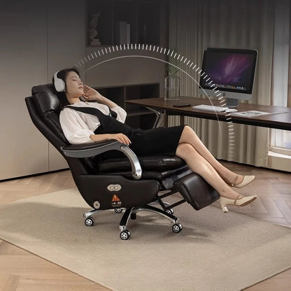 /Electric Leather Boss Chair Modern Design Comfortable Ergonomic Trendy Chair Swivel Arm Footrest Salon Silla Oficina Furniture