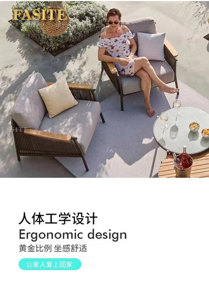 New Chinese solid wood sofa combination Zen walnut color modern villa ash living room solid wood sofa