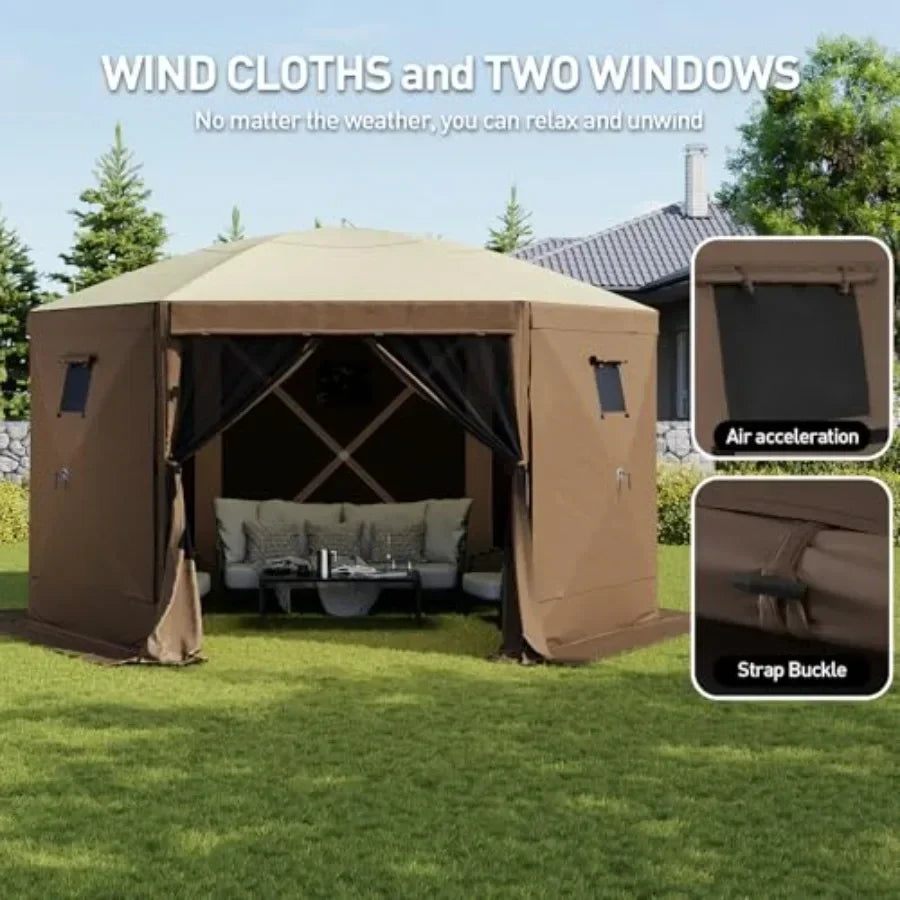 Pop Up  Tent 6-Sided Pop-up Gazebo Sn Tent with Mesh Windows Outdoor  Shelter Tent with Carrying Bag Large Shade Tents for Camp