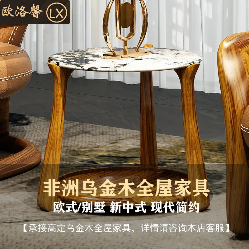High-end ebony TV cabinet stone floor cabinet coffee table sofa combination
