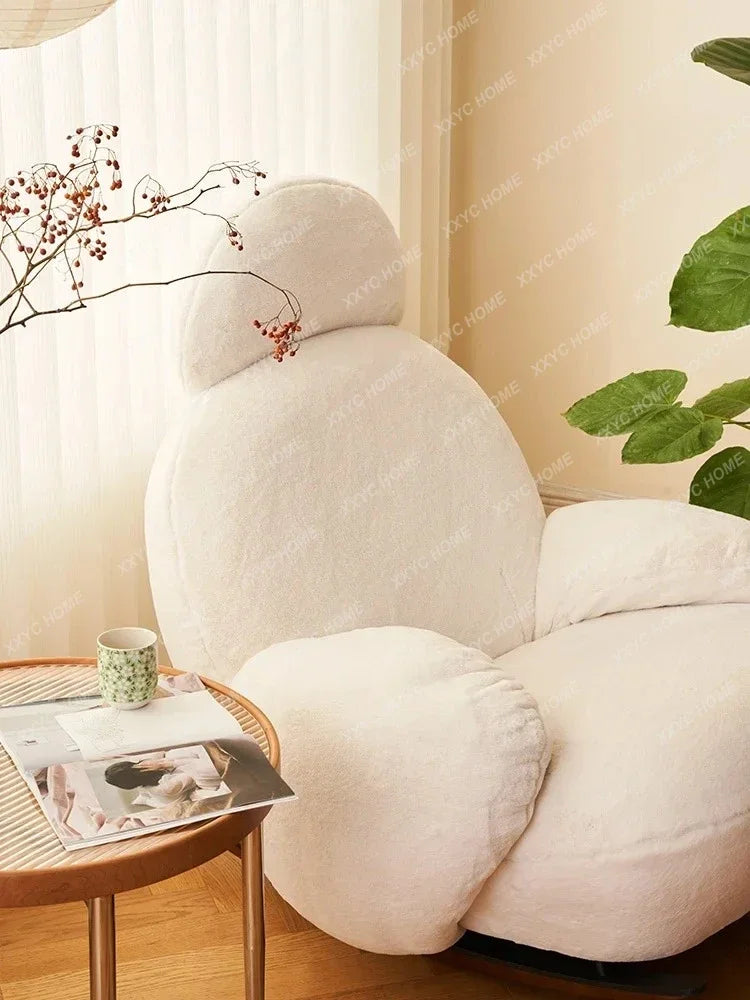 Rocking recliner Nordic balcony lazy leisure sofa living room single large white chair light luxury rocking chair