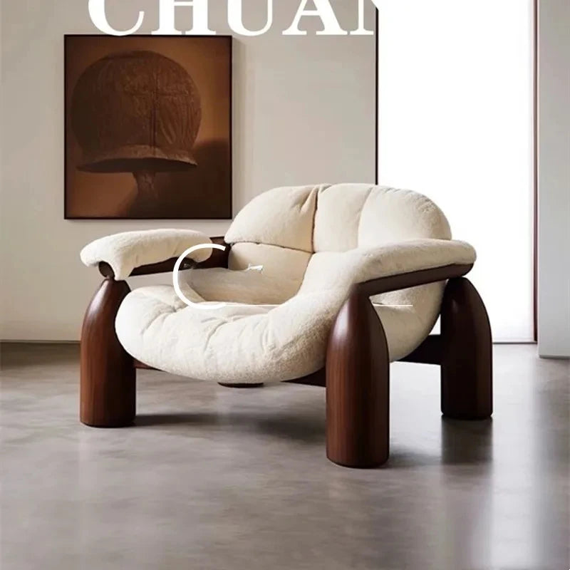 Italian style, retro solid wood leisure, living room bedroom single, medieval single sofa chair
